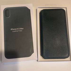 Forest Green Apple iPhone X s Max Leather Folio Case